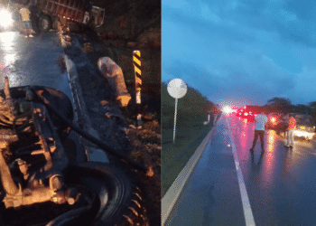 Camión cargado de arena se volcó en la vía Riohacha–Camarones sin dejar heridos