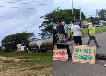 Transportadores bloquean la Troncal de Oriente en rechazo a instalación de cámaras de fotomultas