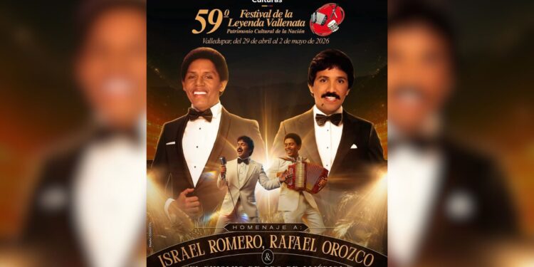 Revelan afiche oficial del 59° Festival de la Leyenda Vallenata en homenaje al Binomio de Oro
