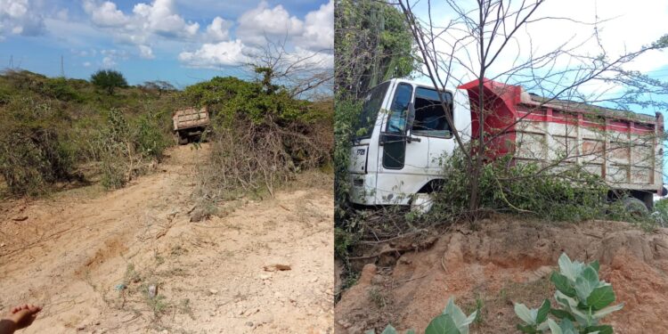 Volqueta de Invias sufrió un accidente de tránsito en zona rural de Uribia