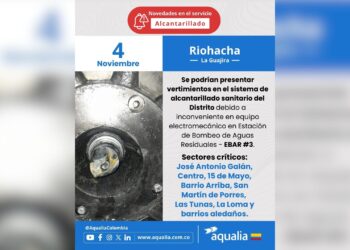 Aqualia advierte posibles vertimientos en el sistema de alcantarillado de Riohacha