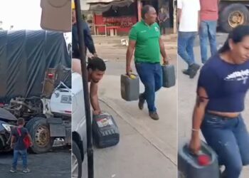 Choque múltiple en Cuestecita deja varios heridos y desata saqueos a camión cargado con aceite