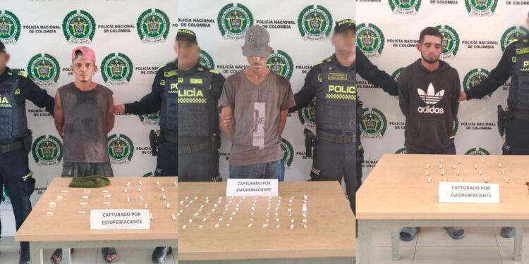Tres hombres capturados en Riohacha durante operativos contra el microtráfico
