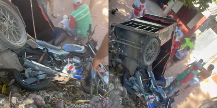 Volcamiento de motocicleta con carruaje deja un hombre herido en Villanueva