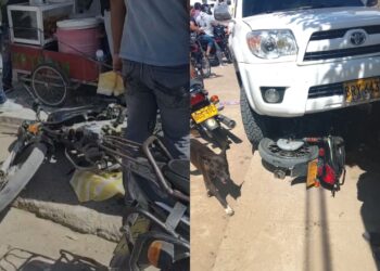 Conductor de camioneta en aparente estado de alicoramiento arrolló cinco motos en Riohacha; no hubo heridos