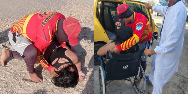 Joven es rescatada por salvavidas tras ser arrastrada por la corriente en playas de Riohacha