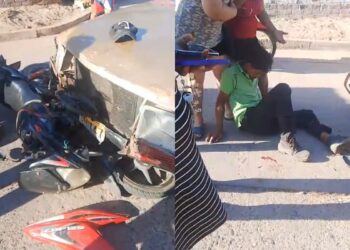 Accidente entre motocicleta y vehículo deja un lesionado en Villanueva