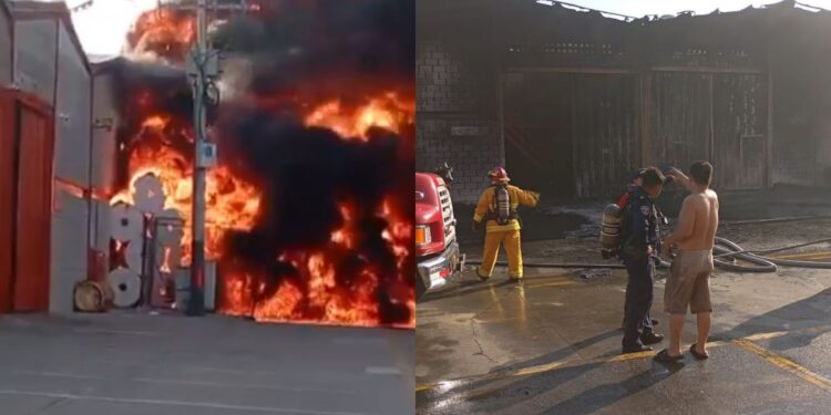 Controlan incendio de gran magnitud en bodega del Parque Industrial en Galapa, Atlántico