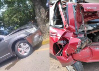 Vehículo fúnebre pierde el control y colisiona contra automóvil estacionado en la vía a El Molino