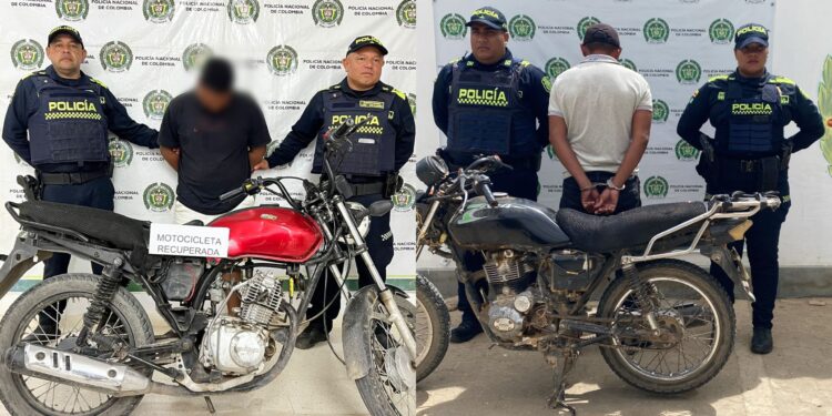 Capturan a dos hombres por receptación y recuperan motocicletas con reporte de hurto en La Guajira