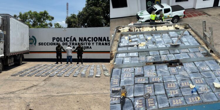 Policía incauta 259 kilos de cocaína ocultos en furgón en vías de La Guajira