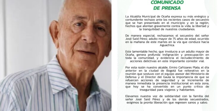 Secuestran a adulto mayor en la vía Aguachica-Ocaña: autoridades despliegan operativo de búsqueda