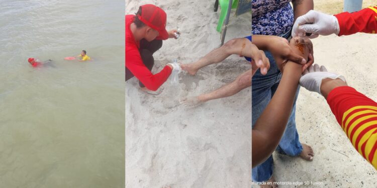 Salvavidas evitan emergencias en playas de Riohacha: cuatro rescates y menores retirados sin supervisión