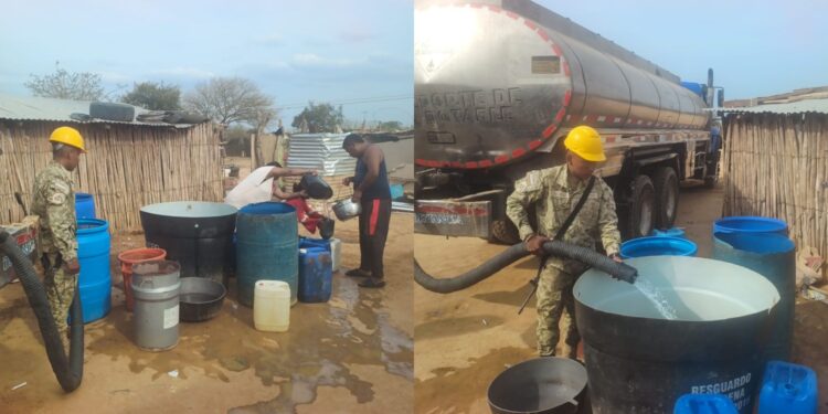 Ingenieros del Ejército apoyan con agua potable a comunidad indígena en Manaure