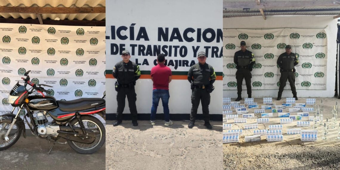 Operativos viales en La Guajira dejan tres capturados, incautaciones y recuperación de motocicleta