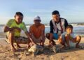 Pescadores rescatan y liberan tres tortugas marinas en Bahía Hondita, Alta Guajira