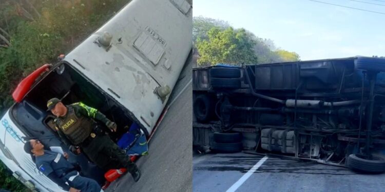 Bus intermunicipal se volcó en la Troncal del Caribe tras perder el control: no hubo heridos