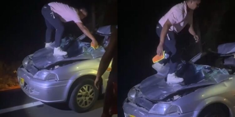 Choque con semoviente en la vía Cuestecitas–Riohacha deja daños materiales