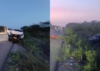 Choque entre dos vehículos en la vía Riohacha–Cuestecita deja varios lesionados