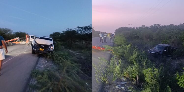 Choque entre dos vehículos en la vía Riohacha–Cuestecita deja varios lesionados