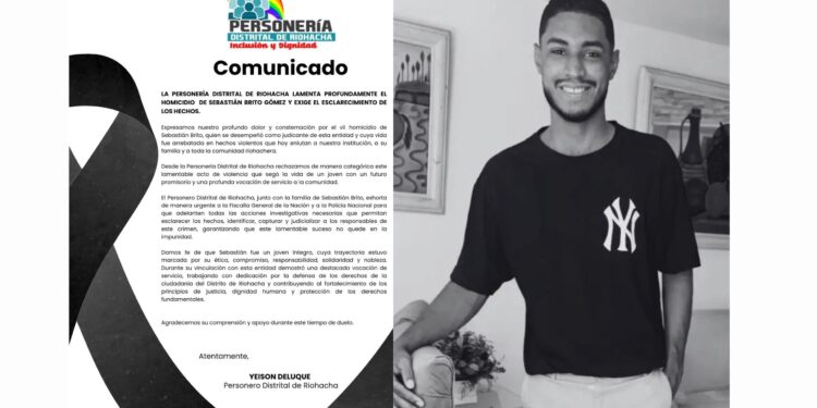 Personería de Riohacha pide celeridad en investigación por el homicidio de Sebastián Brito Gómez