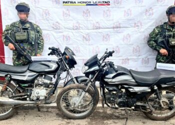 Incautan dos motocicletas presuntamente vinculadas al Clan del Golfo durante control territorial en Fonseca