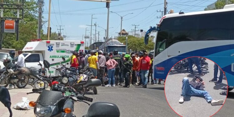 Motociclista resulta herido tras choque con bus interdepartamental en Riohacha