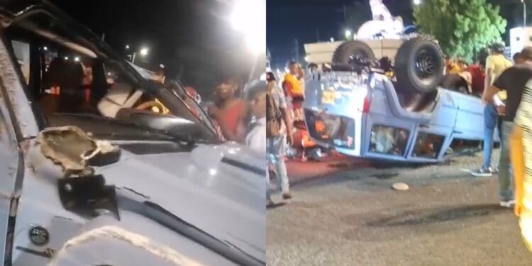 Conductor resulta lesionado tras volcamiento de un campero en la glorieta Francisco El Hombre de Riohacha
