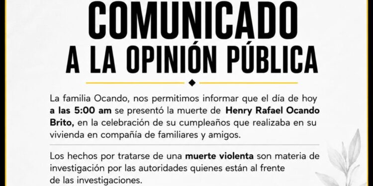 Familia de Henry Ocando Brito pide no difundir especulaciones sobre su muerte