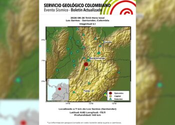 Sismo de magnitud 5,1 sacudió Santander; siete movimientos sísmicos se han registrado este miércoles en Colombia