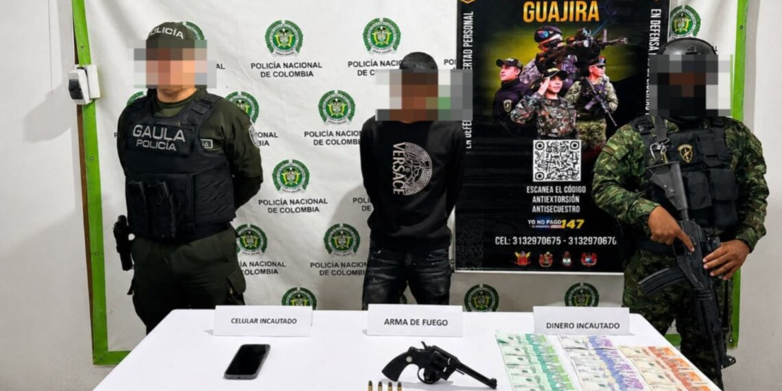 Cae presunto extorsionista durante operativo conjunto del Gaula Militar y la Policía en Uribia