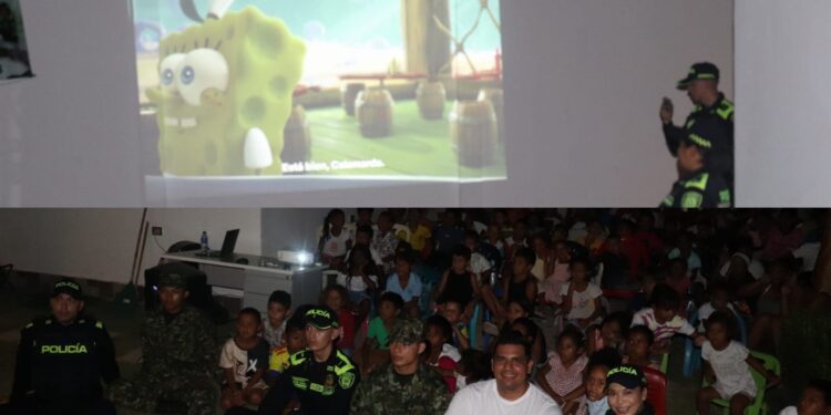 Policía fortalece acercamiento comunitario con jornada de ‘Cine al Parque’ en Riohacha