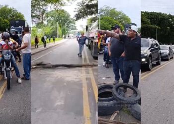 Nuevo bloqueo se registra en la vía entre Distracción y Fonseca por reclamos contra el servicio de energía
