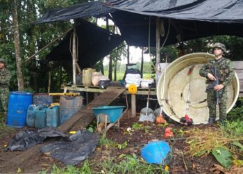 Ejército destruyó laboratorio para procesamiento de pasta base de coca en Piamonte, Cauca