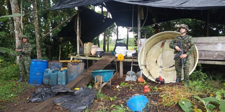 Ejército destruyó laboratorio para procesamiento de pasta base de coca en Piamonte, Cauca