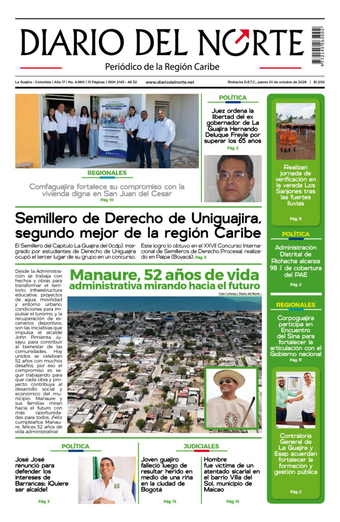 Nuestra edición impresa del jueves 1 de octubre de 2026